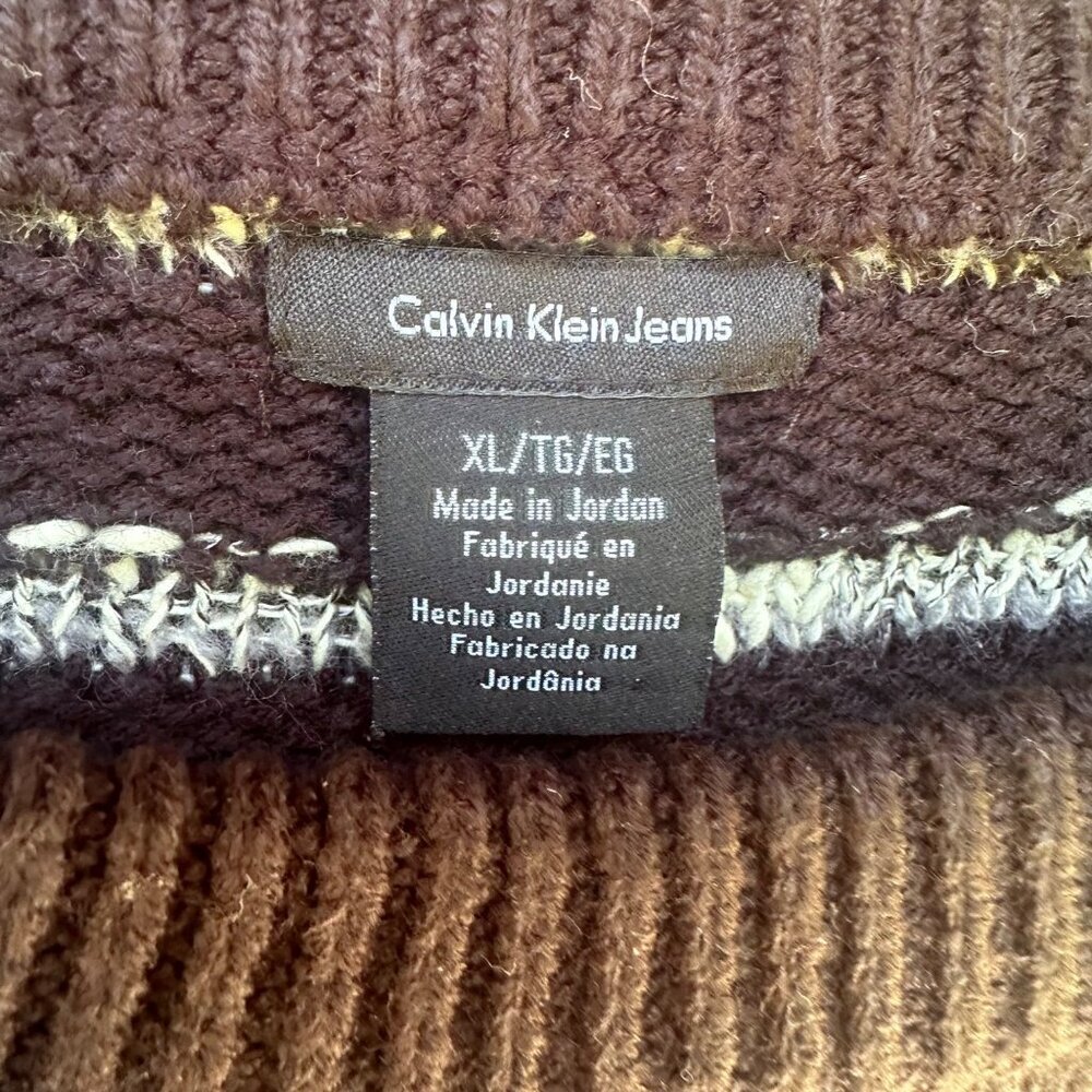 Calvin Klein Jeans Black Striped Knit Pullover Sweater Size XL - Picture 2 of 9
